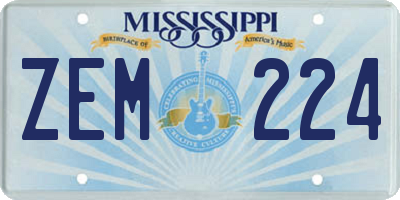 MS license plate ZEM224
