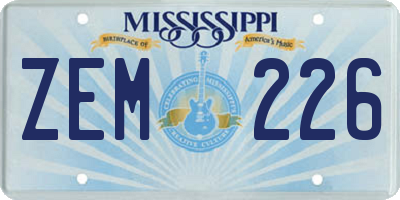 MS license plate ZEM226