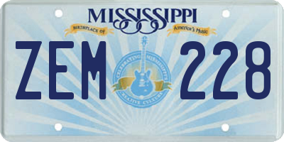 MS license plate ZEM228