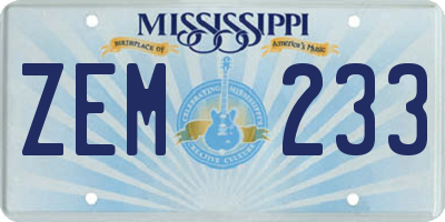 MS license plate ZEM233