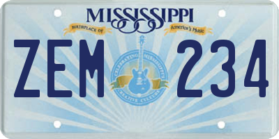 MS license plate ZEM234
