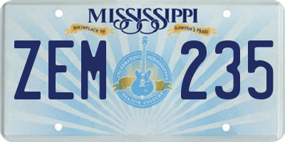 MS license plate ZEM235