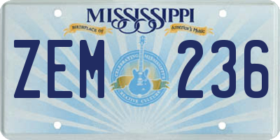 MS license plate ZEM236