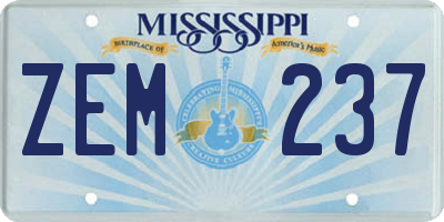 MS license plate ZEM237