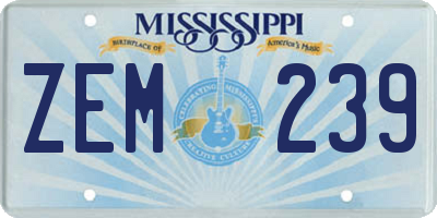 MS license plate ZEM239