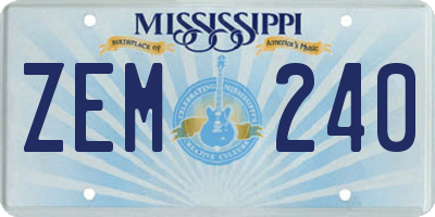 MS license plate ZEM240