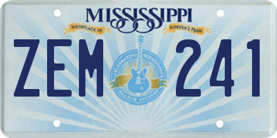 MS license plate ZEM241