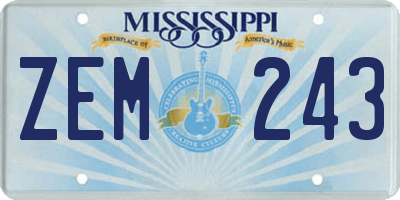 MS license plate ZEM243