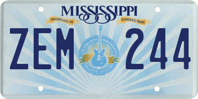 MS license plate ZEM244