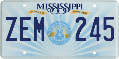 MS license plate ZEM245