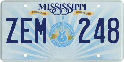 MS license plate ZEM248