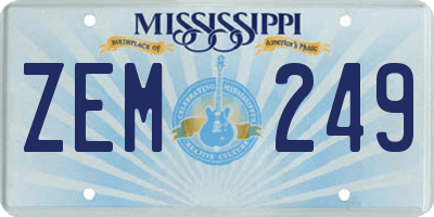 MS license plate ZEM249