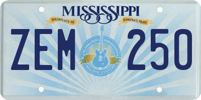 MS license plate ZEM250