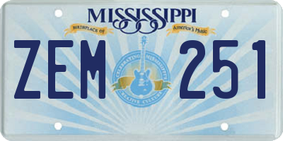 MS license plate ZEM251