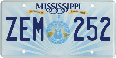 MS license plate ZEM252