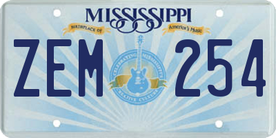 MS license plate ZEM254