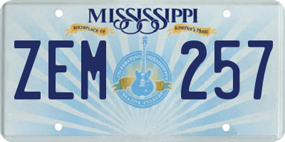 MS license plate ZEM257