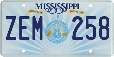 MS license plate ZEM258
