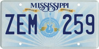 MS license plate ZEM259