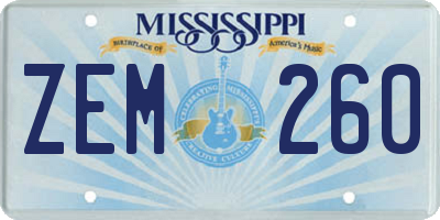 MS license plate ZEM260