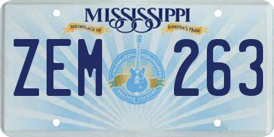 MS license plate ZEM263