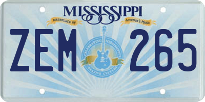 MS license plate ZEM265