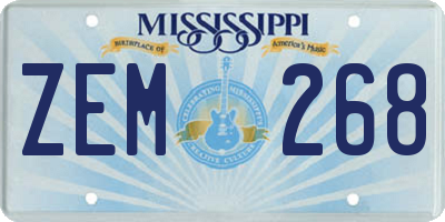 MS license plate ZEM268