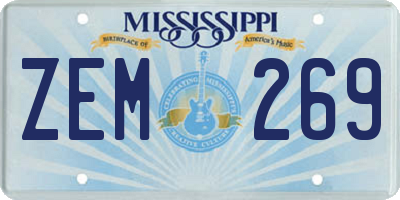 MS license plate ZEM269