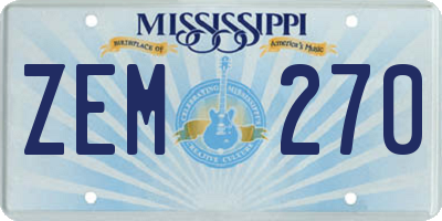 MS license plate ZEM270