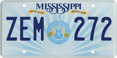 MS license plate ZEM272