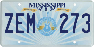 MS license plate ZEM273