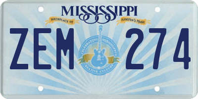MS license plate ZEM274
