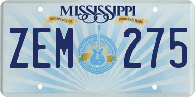 MS license plate ZEM275