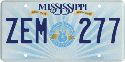 MS license plate ZEM277