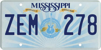 MS license plate ZEM278