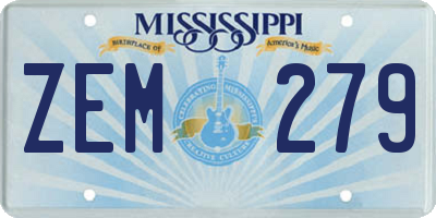 MS license plate ZEM279