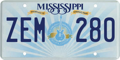 MS license plate ZEM280