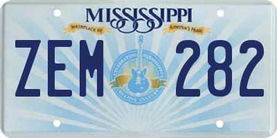MS license plate ZEM282