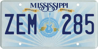 MS license plate ZEM285