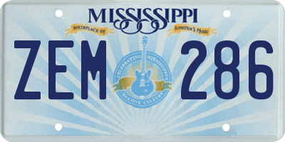MS license plate ZEM286