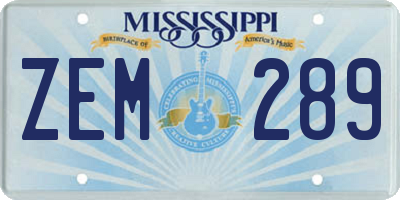 MS license plate ZEM289