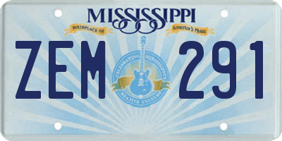 MS license plate ZEM291
