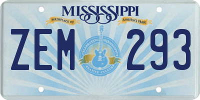 MS license plate ZEM293