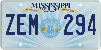 MS license plate ZEM294