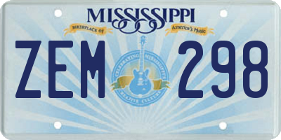 MS license plate ZEM298