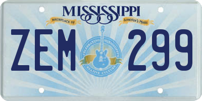 MS license plate ZEM299