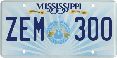 MS license plate ZEM300