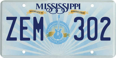 MS license plate ZEM302