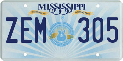 MS license plate ZEM305