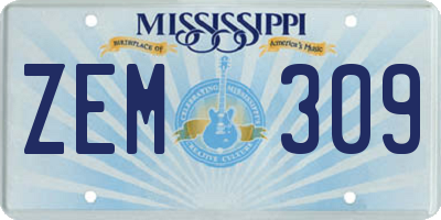 MS license plate ZEM309